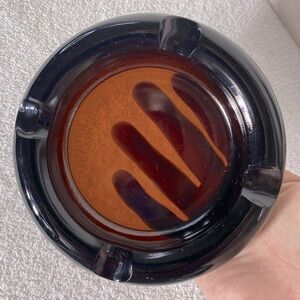 Vintage MCM Dark Thick Brown Amber Glass Round Ashtray Trinket Dish